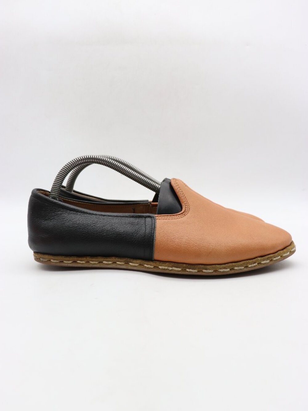 Sabah Turkish Signature Tan Black Leather Men’s EU 41 Slip On Handmade in Turkey